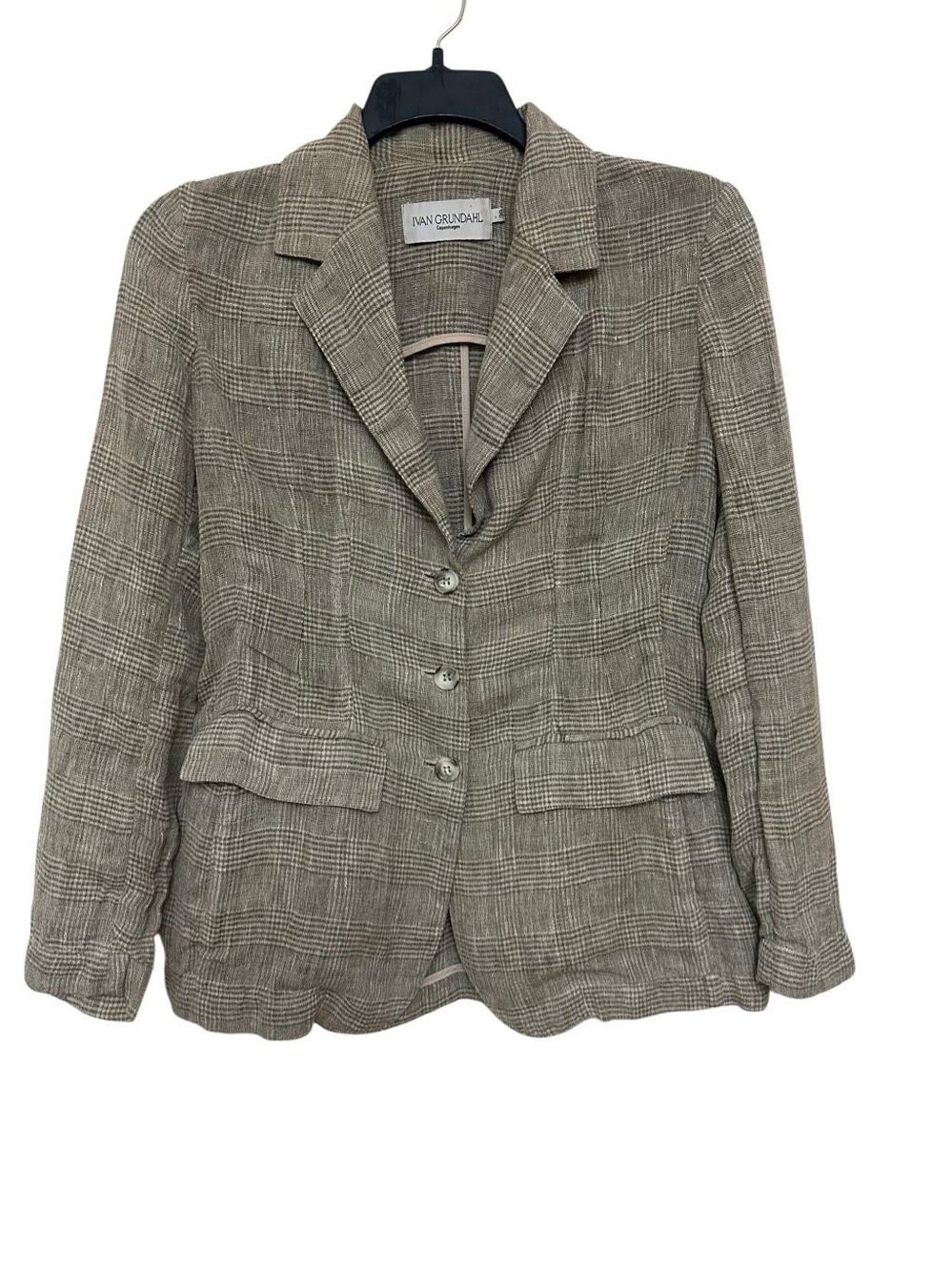 Ivan Grundahl Plaid Blazer Jacket Collared Pockets Size M